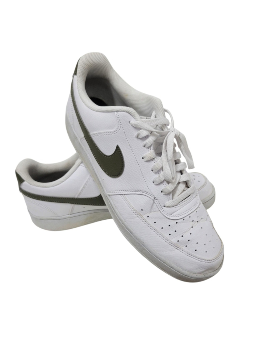 Nike Men's Court Vision Low Top White/Olive Athletic Sneakers Shoes Size 12